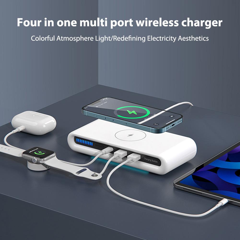 15 Вт быстрое зарядное устройство USB Type C настольное зарядное устройство для телефона с цветной светодиодной подсветкой беспроводное зарядное устройство для телефона магнитное для iPhone Watch