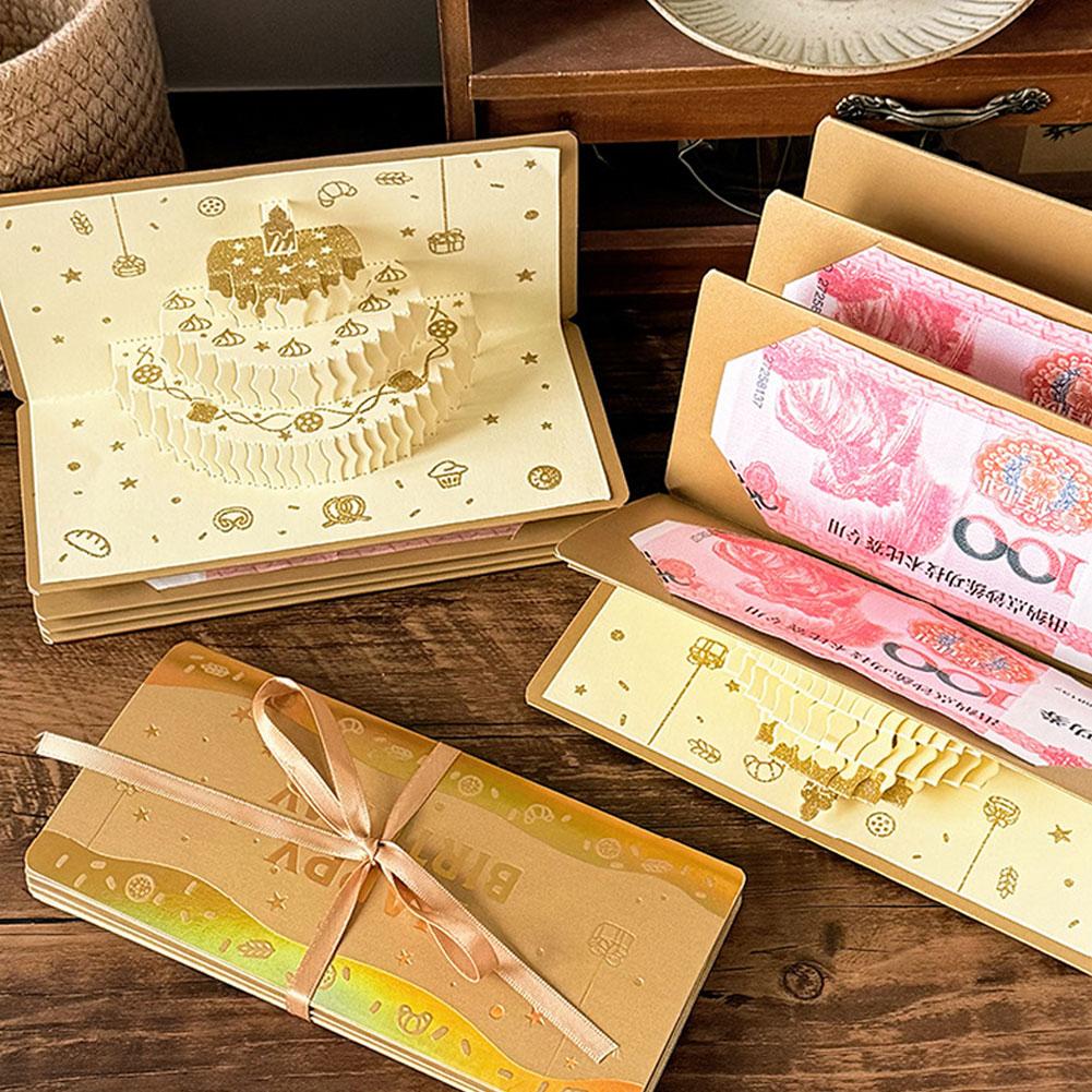 Festive Best Wishes Foldable 3D Red Envelope Greeting Card Multiple Card Slots Lucky Money Pocket For Birthday Chinese New Year