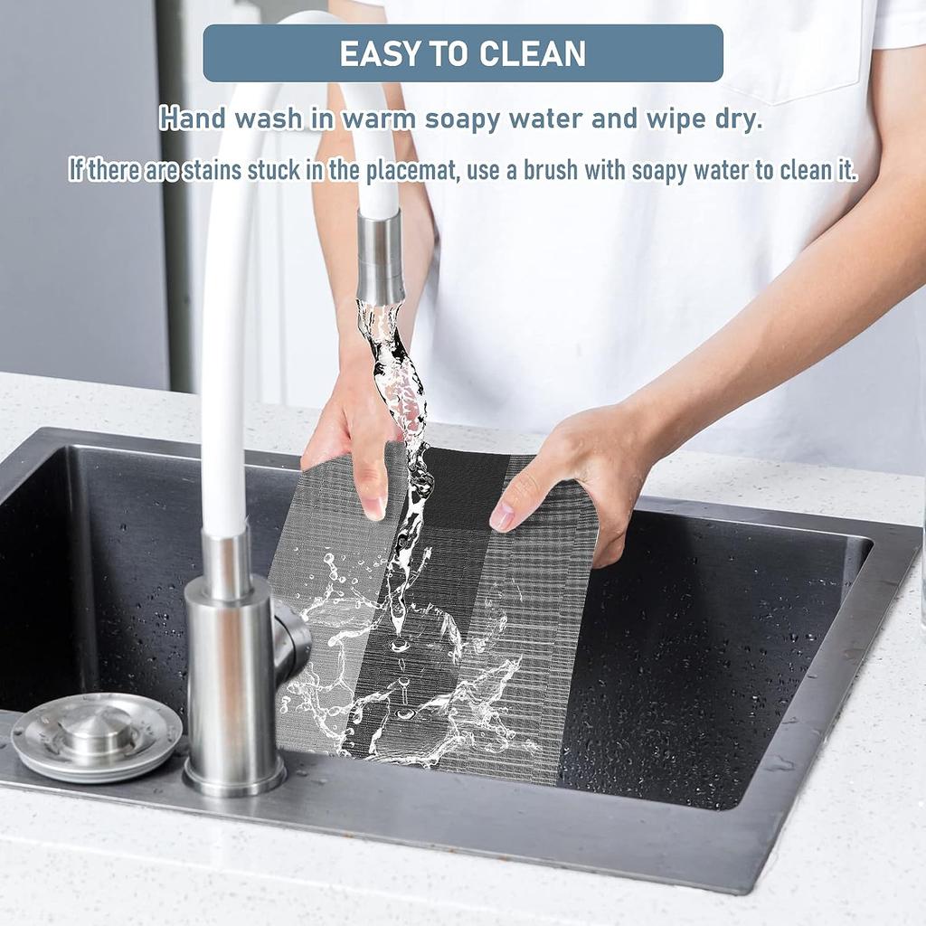 Набор из 6 элегантных салфеток и подставок, набор из плетеных виниловых салфеток, термостойких, нескользящих, моющихся салфеток для обеденного стола