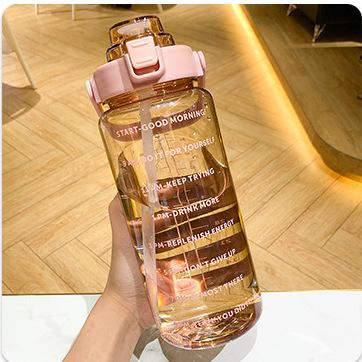 Water bottle large capacity water cup summer sports 1000ml graduated straw plastic cup high temperature water bottle large kettle portable