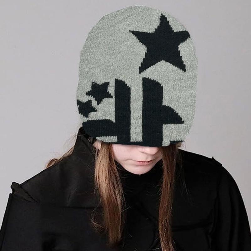 Повседневная жаккардовая шапка со звездами, вязаная ветрозащитная шапка для взрослых, осень-зима, для езды на велосипеде