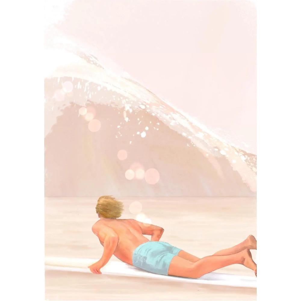 Minimalism Beach Surfing Boho Posters Pink Beach Summer Coastal Prints Canvas Painting Wall Art Pictures Home Living Room Decor