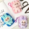 Cartoon Labubu Plush Coin Purse Cute Anime Money Change Pouch Earphone Storage Bag Zipper Wallet Keychain Pendant Kid Gifts