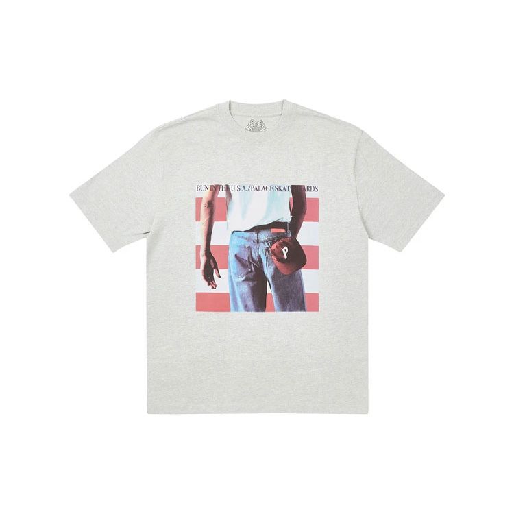 Palace Born To Bun Album Пародийный принт Повседневная футболка с короткими рукавами Топы унисекс Серый P20TS070