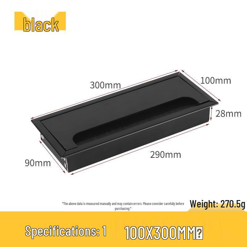 Desktop Cable Management Box: Flip-up Cover for Desk Cable Hole - Wire Pass-through and Decorative Rectangular Plate