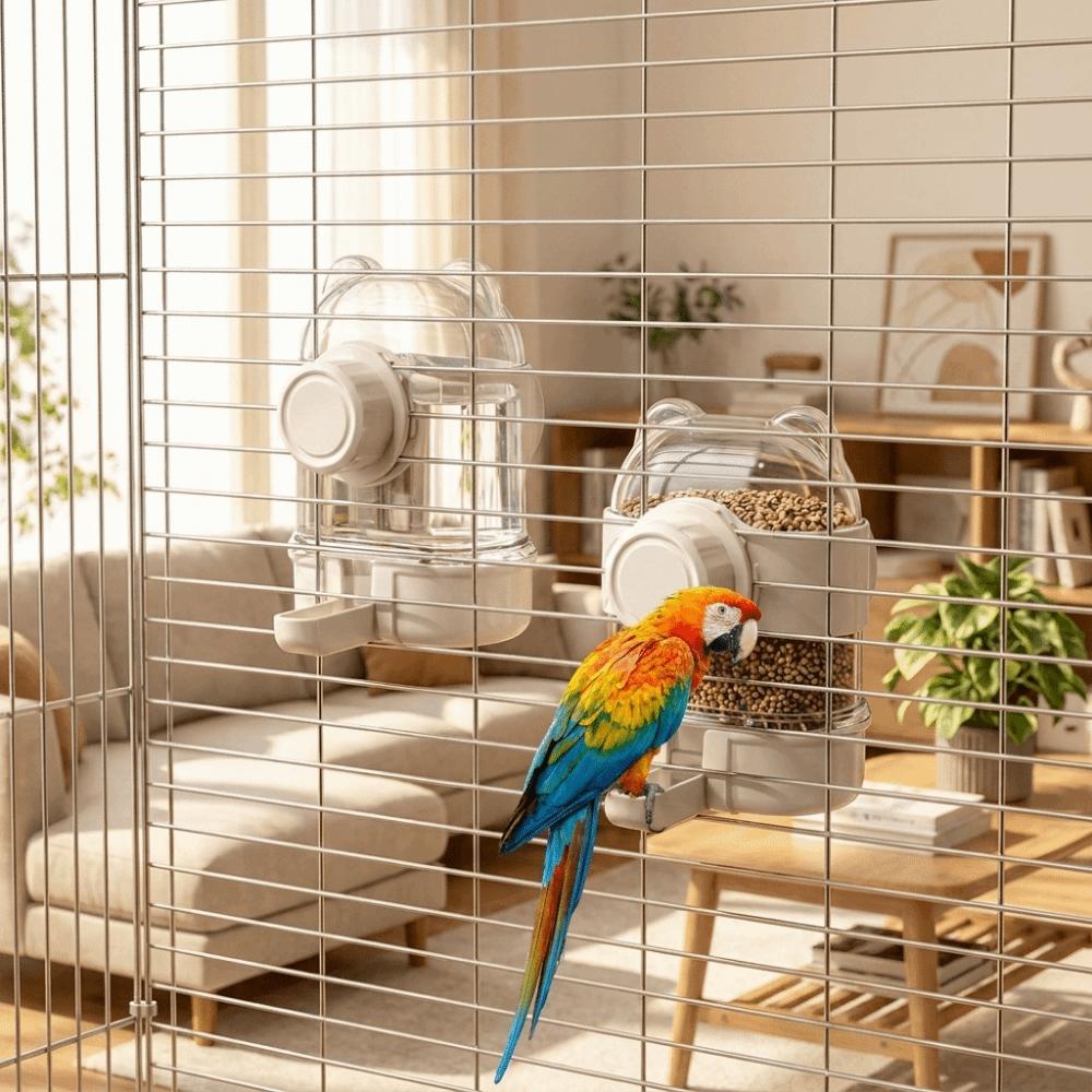 Large Capacity Automatic Bird Feeder Hanging Bird Feeding Bowl Bird Food Container Parakeets