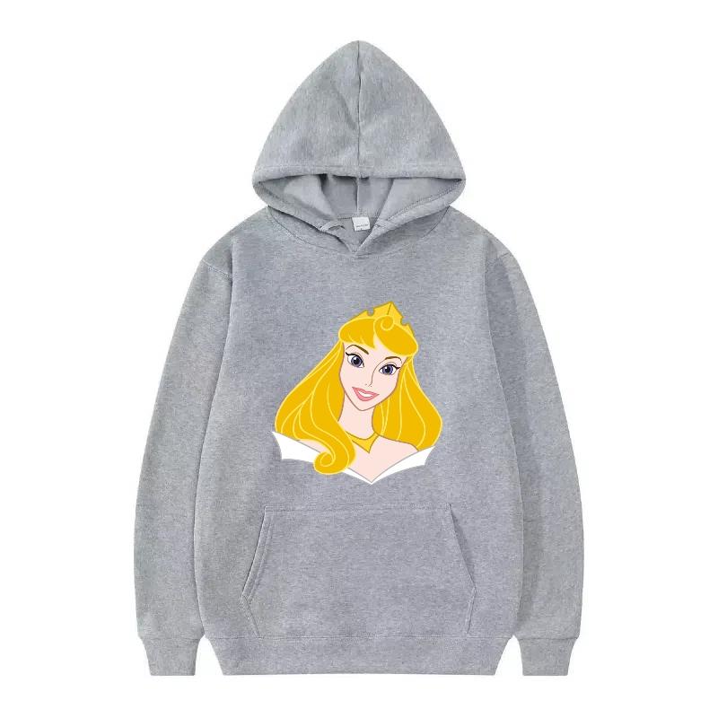 Disney Princess Pattern Woman Fashion Sporty Loose Black Spring Tops Clothes Pullovers Ladies Cheap Y2k Hoodies Men Sweatshirts