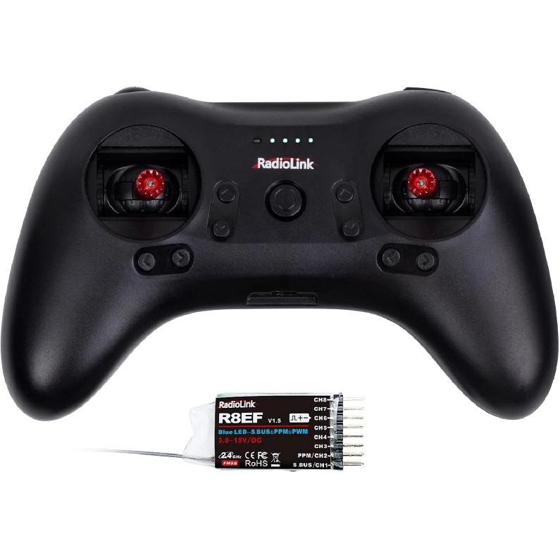 Radiolink T8S 8 Channels 2.4GHz RC Pocket Size Portable Transmitter and Receiver R8EF RX, Remote and Controller Built-in Rechargeable Battery for