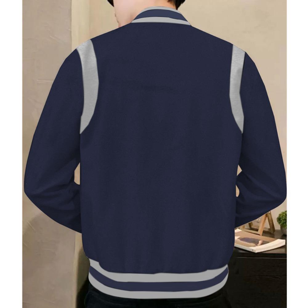 2025 Европейская и американская мужская модная осенне-зимняя куртка-кардиган на пуговицах в стиле бейсбольной куртки пэчворк