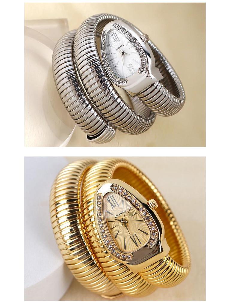 Женский модный браслет в форме змеи с кварцевыми часами - Креативный хип-хоп стиль