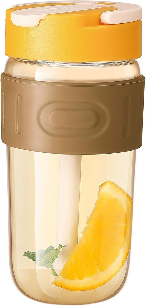 520ml Water Bottle with Straw, 2-Way Carbonated Drinking, Direct Drinking, Borosilicate Glass, Wide Mouth, Sports Drink Compatible, Freezable, Straw,