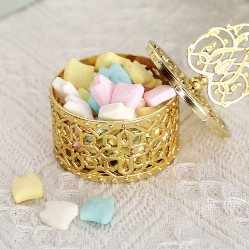 Новая позолоченная маленькая коробка креативное портативное хранилище для подарка в виде полной луны пластиковая коробка для конфет подарочная коробка коробка для упаковки шоколада