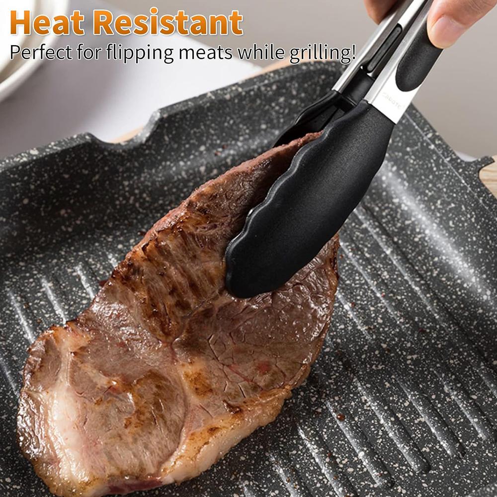 9-дюймовый черный стальной силиконовый пищевой зажим с силиконовыми резиновыми ручками