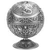 Vintage Ashtray Tellurion Shape Dragon Pattern Zinc Alloy with Lid Windproof Home Decor Craft