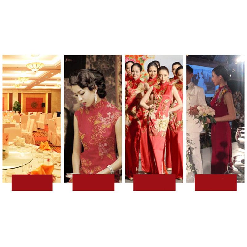 Современное платье-чеонгсам большого размера с вышивкой из шелка и винтажным шанхайским воротником, облегающее