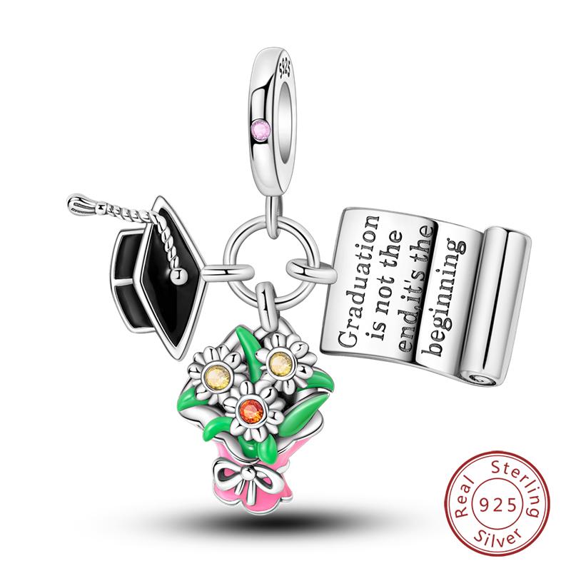 Copper Graduation Season Series Colored Owl Bachelor'S Hat Charms Beads Fit Qikaola Original Bracelets Diy Jewelry