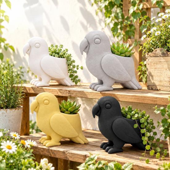 Декоративный горшок для комнатных растений, 3D-печатный горшок-попугай, Креативный животный горшок для суккулентов, Уникальный контейнер в форме держателя для птиц для рабочего стола