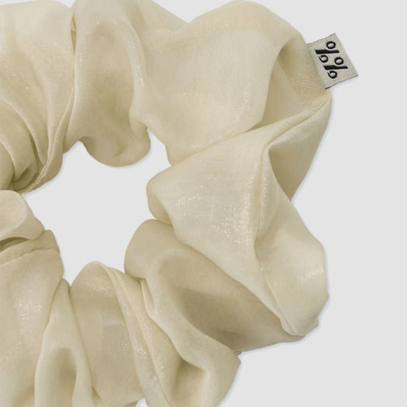 Симметричная резинка-скранчи с блестками - M / Бежевый