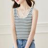 U-neck Striped Knitted Vest for Women In Summer New Style for Outside and Inside Design Top