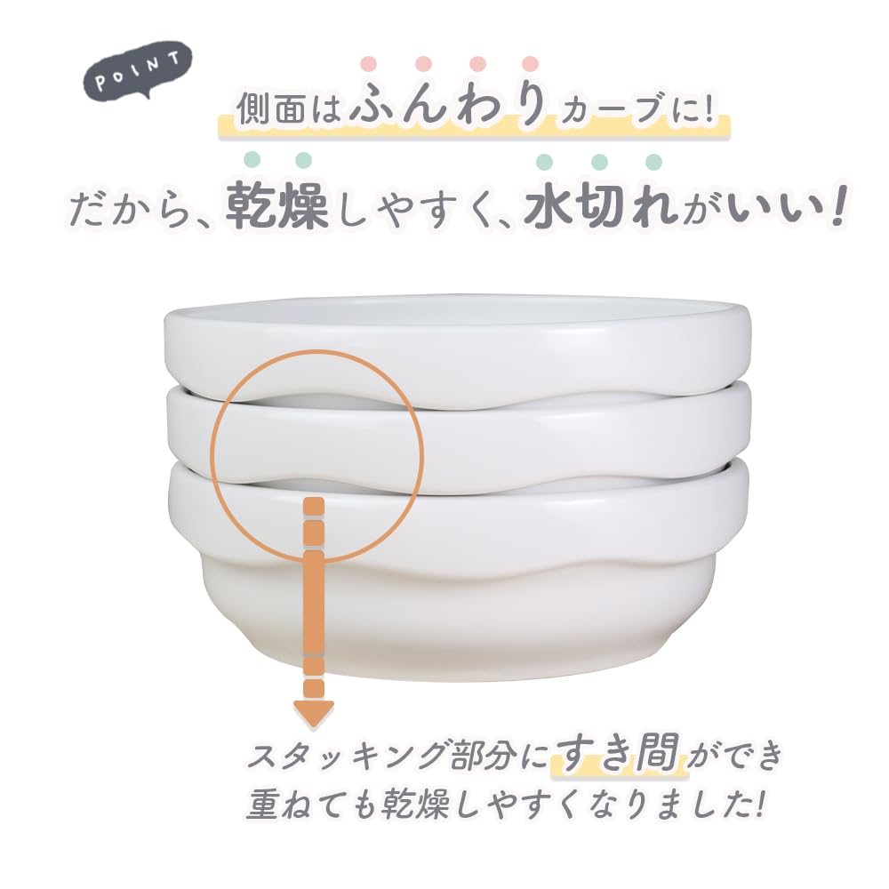 [Official] OGISO (Ogiso) Preschool-Qualified Reinforced Porcelain Children's Dishwasher and Microwave Safe 12.5cm Stackable Plate, Cafe Style,