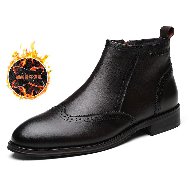 Зимние ботинки челси мужские кожаные короткие ботинки британский винтаж средние мартинсы Брок мужские высокие кожаные ботинки прилив