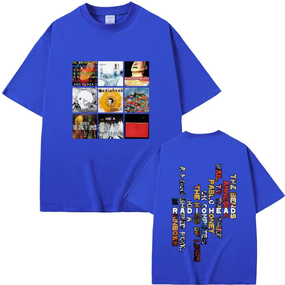 Radiohead band 100cotton Unisexs Oneck shirt Music Album graphics Womens summer Rock Gothic HipHop High Quality luxury Tshirt