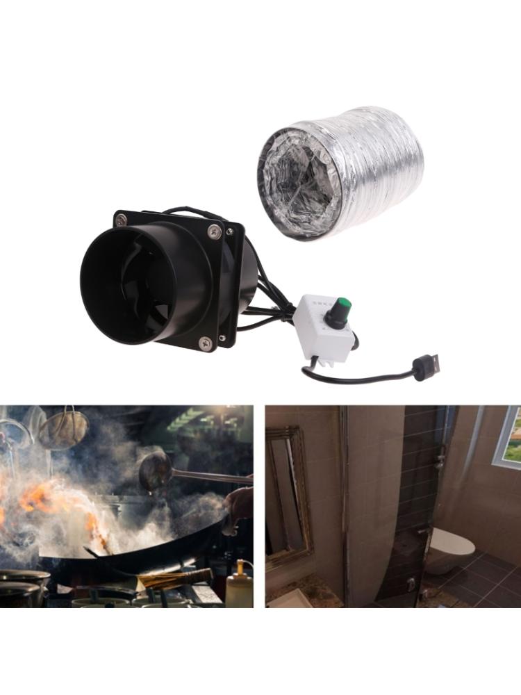 Compact and Portable Fume Extractor Fan with Duct Pipe and Ventilation Tubing for Kitchen and Bathroom Use - USB Powered