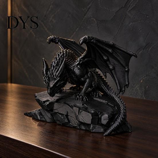 Декоративная статуэтка Дракона из камня с детализированной текстурой, 3D-печать, Фэнтези-фигурка, Готическая скульптура мифического существа для рабочего стола, Декор для книжной полки, Коллекционная
