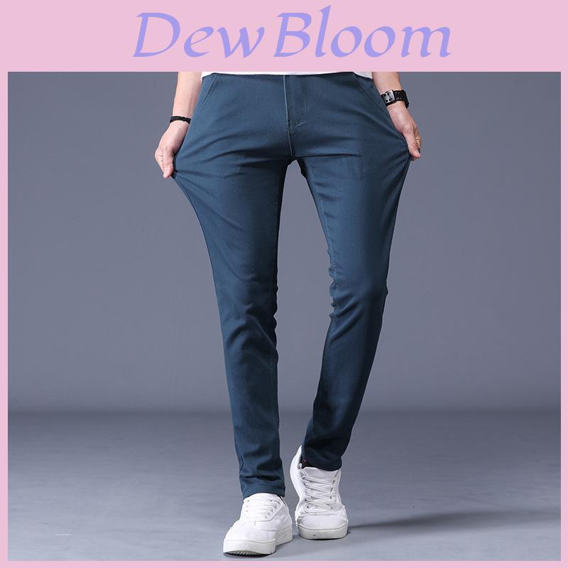 Casual Mens Stretch Cotton Slim Fit Pants For Summer Daily Wear