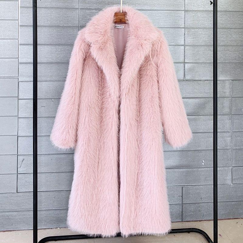 Imitation fox hair toka fur jacket long over knee artificial fur suit collar coat winter women's clothing