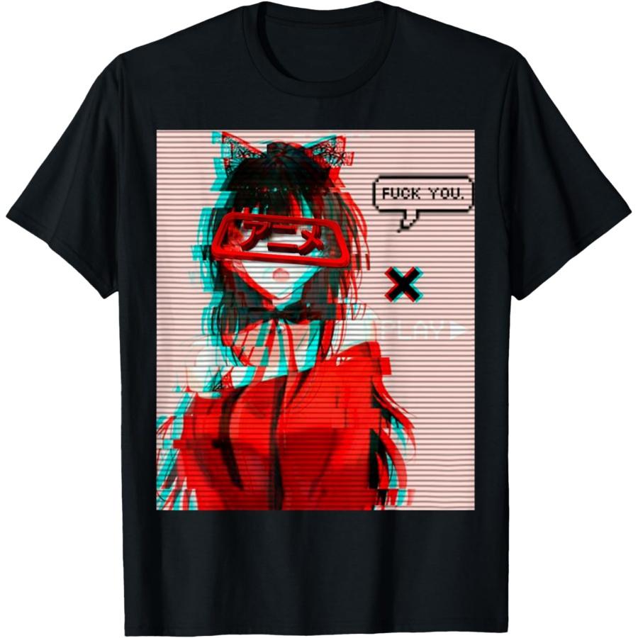 Унисекс футболка Эстетичная Vaporwave Японский футуризм Футболка Аниме Ретро Хентай Футболка
