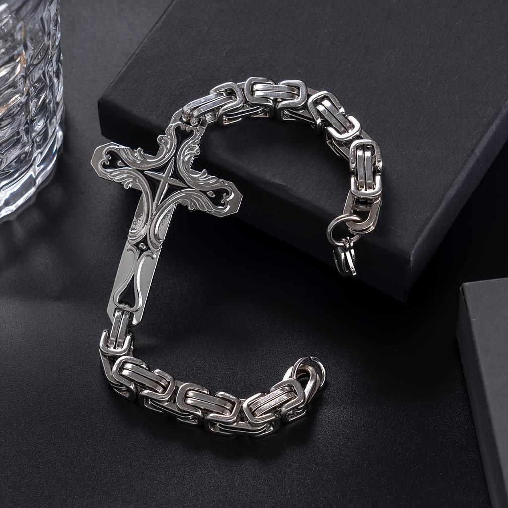 Fashion With 8mm Thick Man Trendy Emperor Chain Cross Bracelet Personalized Fashion Thick Stainless Steel