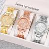 3-Piece Casual Style Round Quartz Movement Alloy Strap Women's Watch Set - Ideal Gift Set