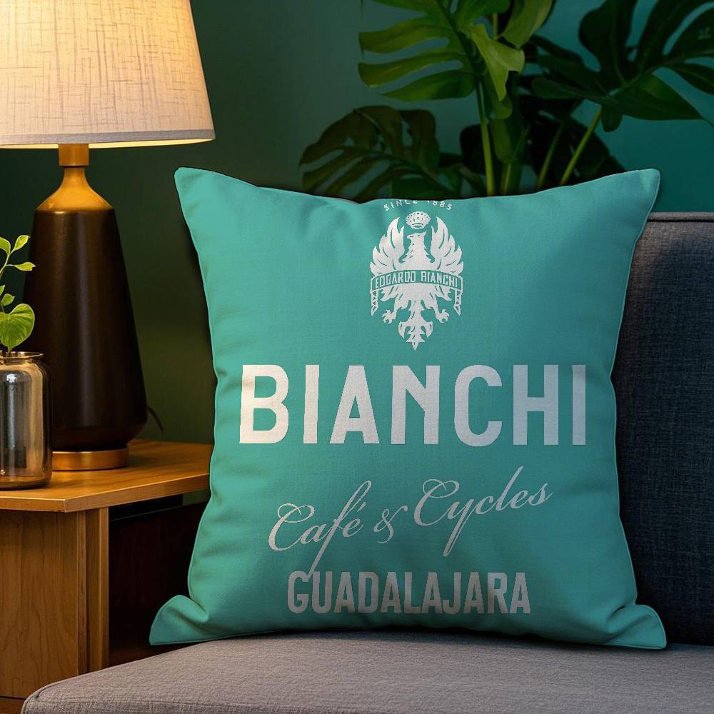 Роскошная наволочка с логотипом B-Bianchi для подушки на диван, в гостиную, спальню. Квадратная подушка с двусторонней печатью. Наволочка для подушки для сна