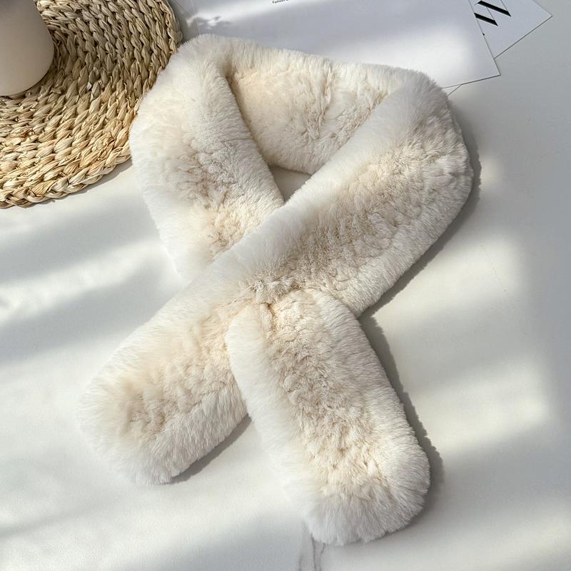 Маленький тканый шарф из кроличьего меха выдры, практичный и универсальный, осенне-зимний, корейская версия, милый теплый шарф на шею, шарф из натурального меха для женщин