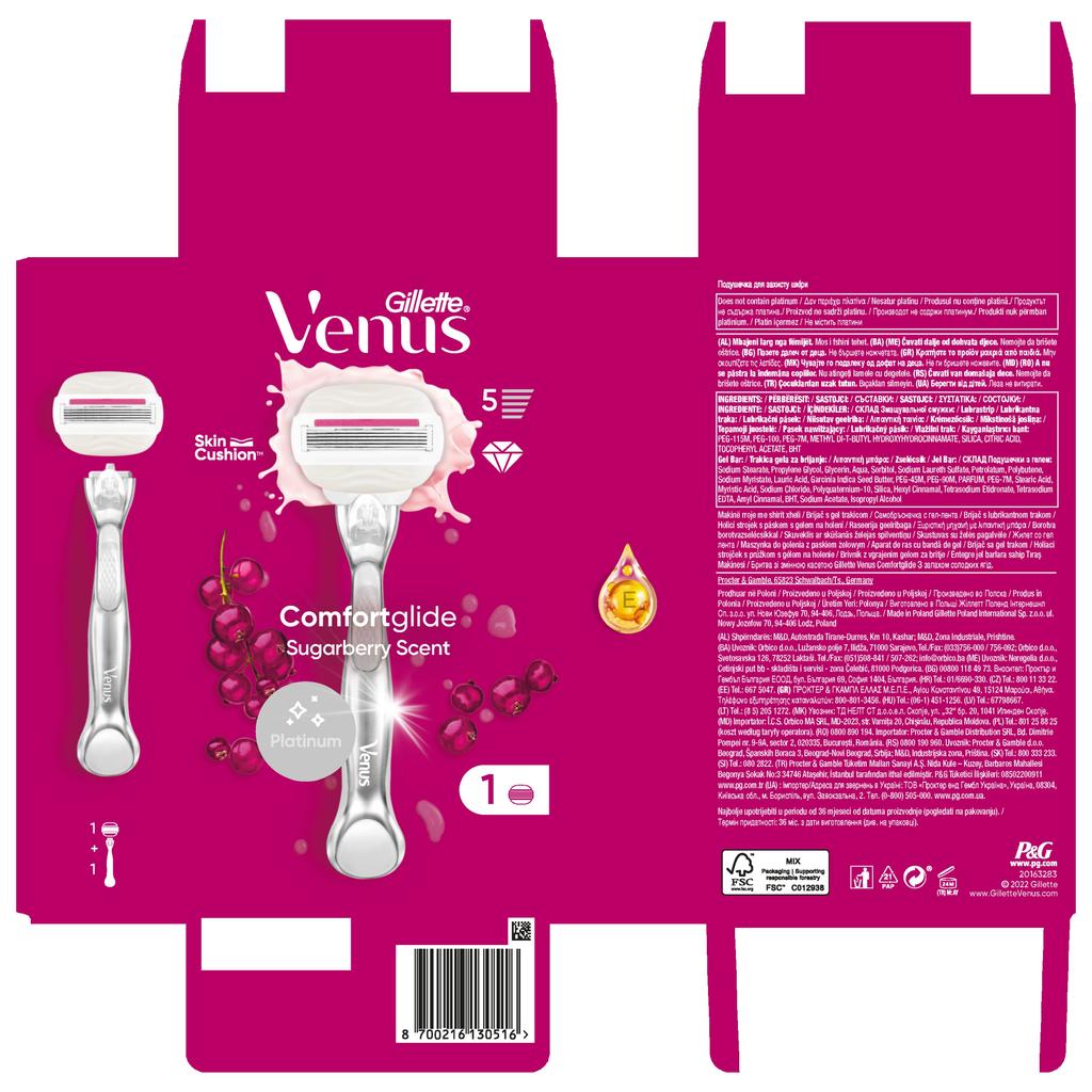 Gillette Venus Comfortglide Sugarberry Scent Razor 1 Pc