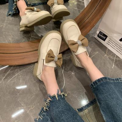 Французские лоферы женские 2025 осень новая работа два варианта носки мягкая подошва банты с юбками британский стиль маленькие кожаные туфли