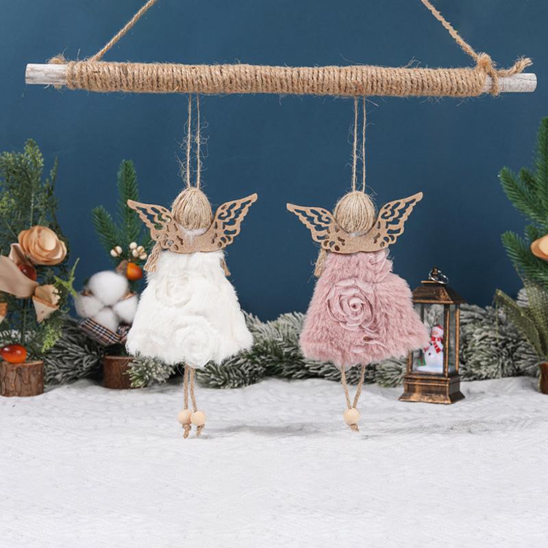 1 шт. подвесное украшение на рождественскую елку с деревянными полыми крыльями рождественская кукла-ангел