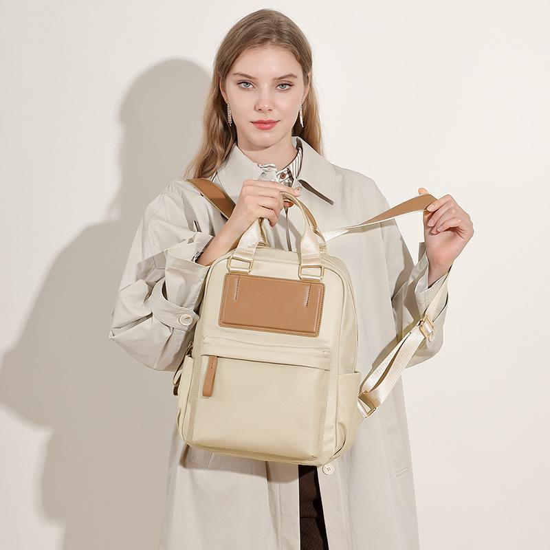 High-grade Oxford Bag with Leather Fashion Large Capacity Daily Backpack All Casual School Bag