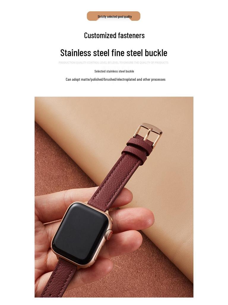 Тонкий ремешок из натуральной кожи с узором «ли Чи» для Apple iWatch