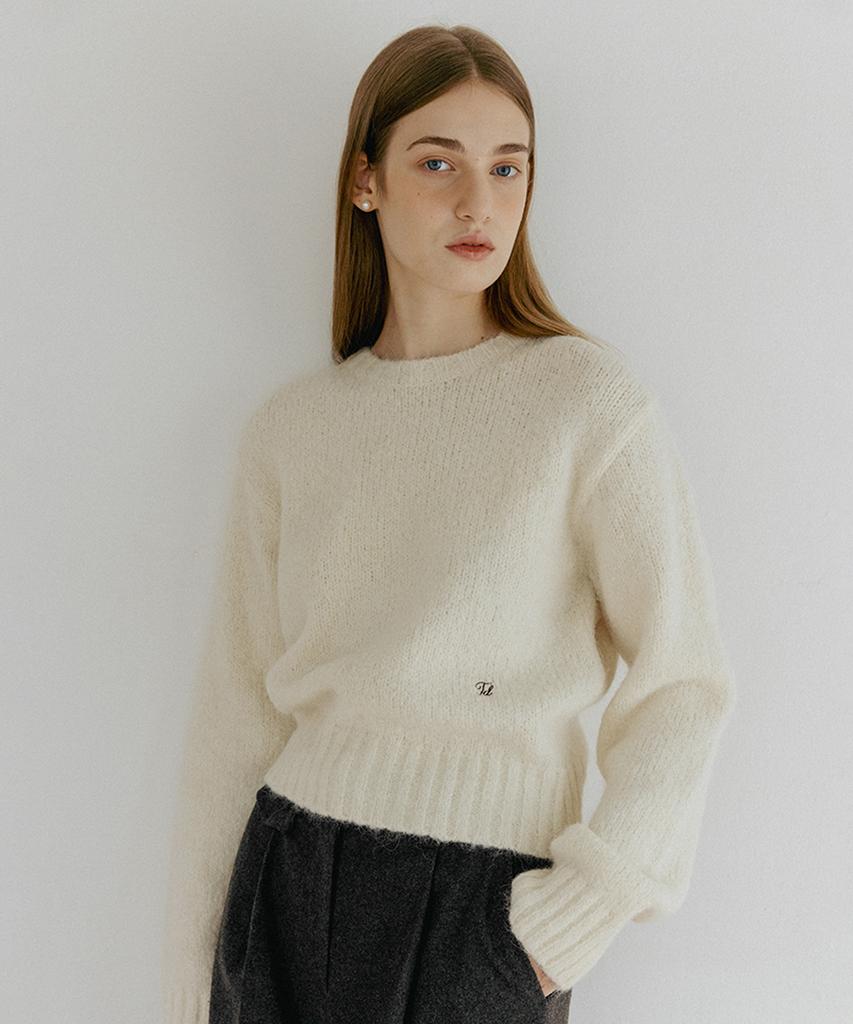 TTUDEMENT Alpaca Round Pullover Ivory