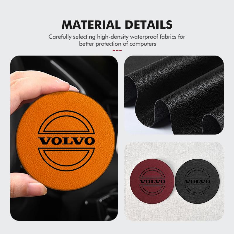 2pcs Suede Car Coaster Water Cup Drink Holder Mat Anti-Slip Pad For Volvo XC60 XC90 S60 S80 V60 C70 S40 C30 V90 V60 C40 XC40 V70 FD8