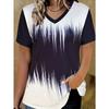 Женская летняя повседневная элегантная футболка с V-образным вырезом и короткими рукавами, градиентный топ, свободная повседневная одежда, женская футболка