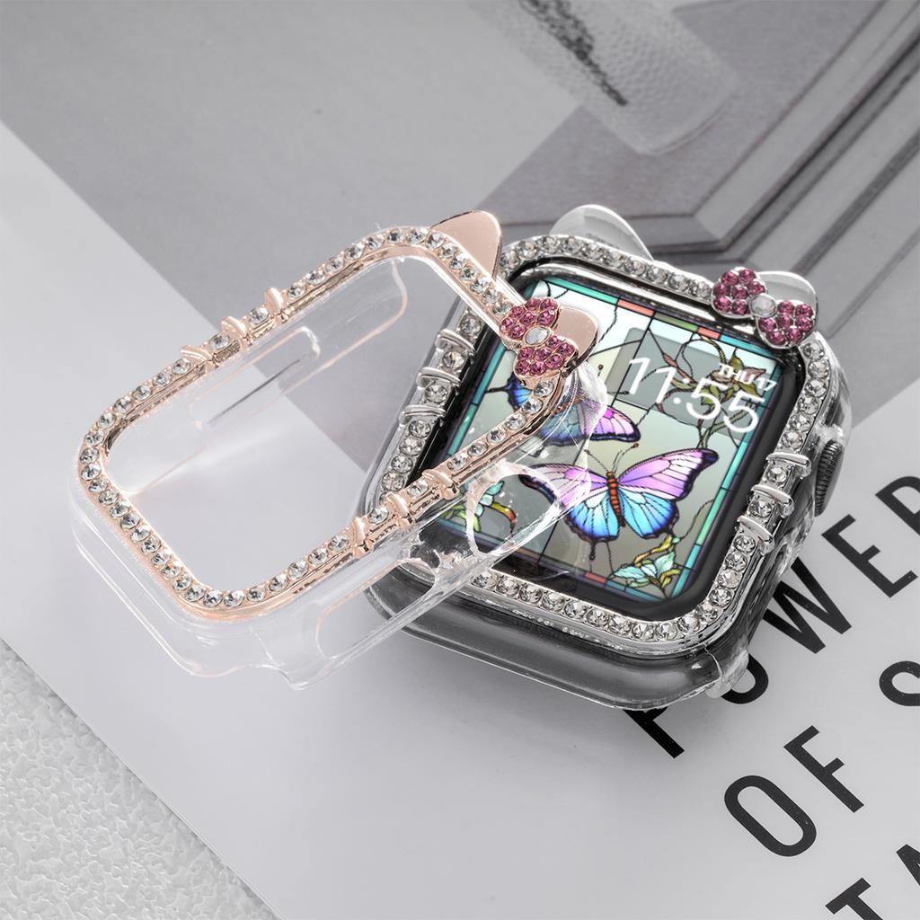 Полый Блестящий Мультяшный PC Чехол Для Часов Apple Watch Серии 987654321 40/41Мм Девочки Подарок Для Iwatch 44/45ММ Защитная Крышка