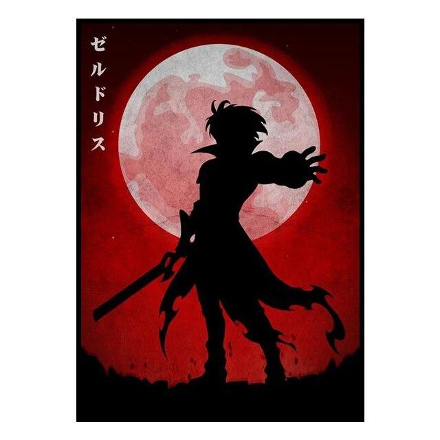 Аниме-настенные принты, силуэты, стили, постеры, холсты, комнатные картины и украшения, настенные росписи для современного домашнего декора