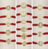 Adjustable Red Braided String Bracelet Virgin Mary Guadalupe Saint Benedict Cross Medal Religious Protection Jewelry