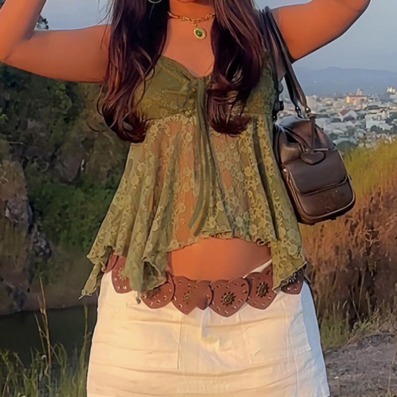 Sexy Sheer Lace Camisole with Irregular Hem and Open Back - Women's Summer Base Layer Tank Top