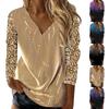 Women's Fashion Casual Long Sleeve V-Neck Starlight Gradient Top T-Shirt