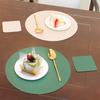 Круглый коврик для столовых приборов из искусственной кожи, прямоугольный водонепроницаемый маслостойкий теплоизоляционный коврик для стола, гостиничный ресторанный стол, искусственная подставка для столовых приборов