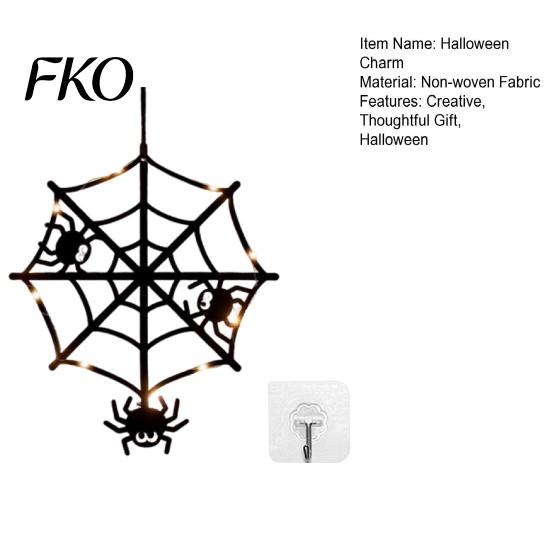 Cool Halloween Designs Pumpkin Hanging Decor, Non-Woven Ghost Ornament with Light String, Spooky Holiday Decorations Door Wall Decor for Party